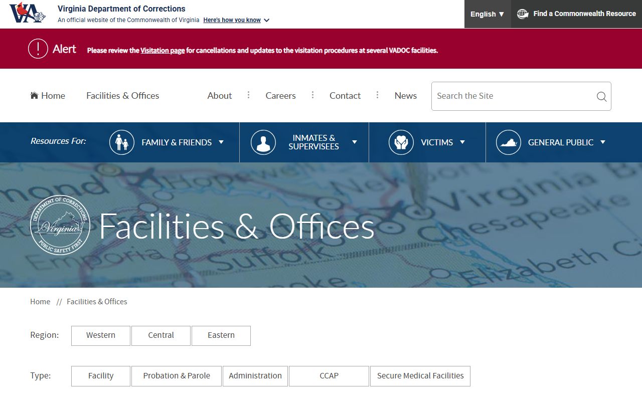 VADOC directory for Buckingham Correctional Center inmate lookup