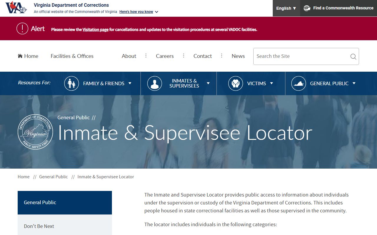 VADOC locator for Dillwyn Correctional Center inmate custody search